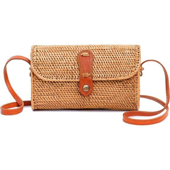 Round Rattan Bag for Women - Handmade Ata Wicker Woven Purse - Circle, Square, O - Picture 1 of 6